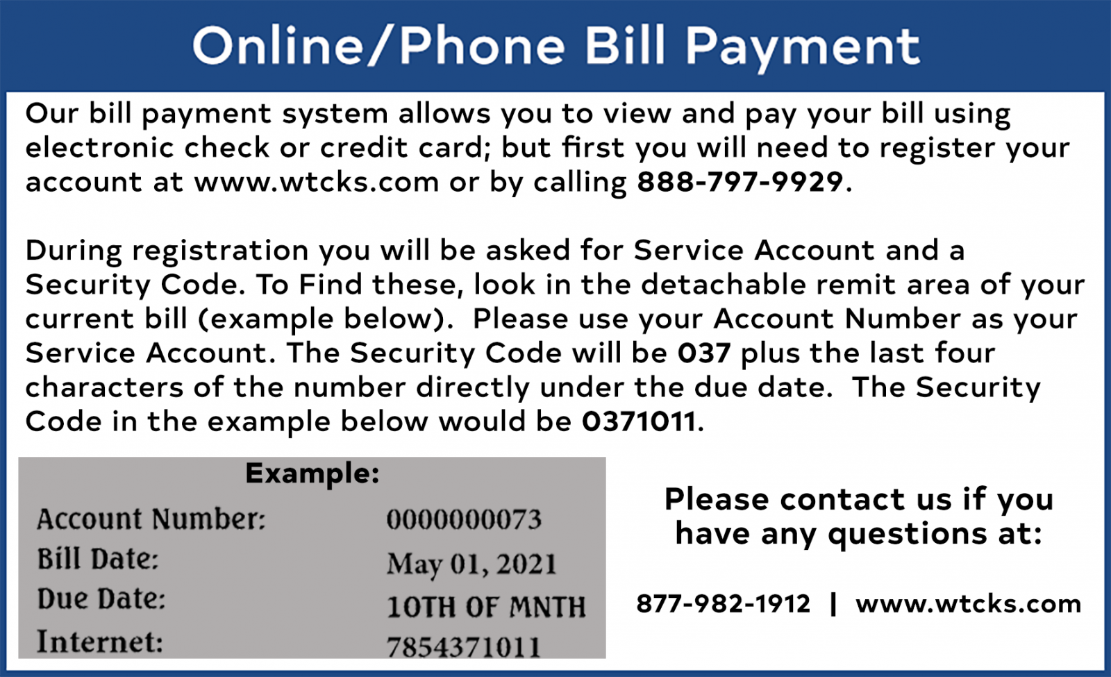 eBill Information Support WTC